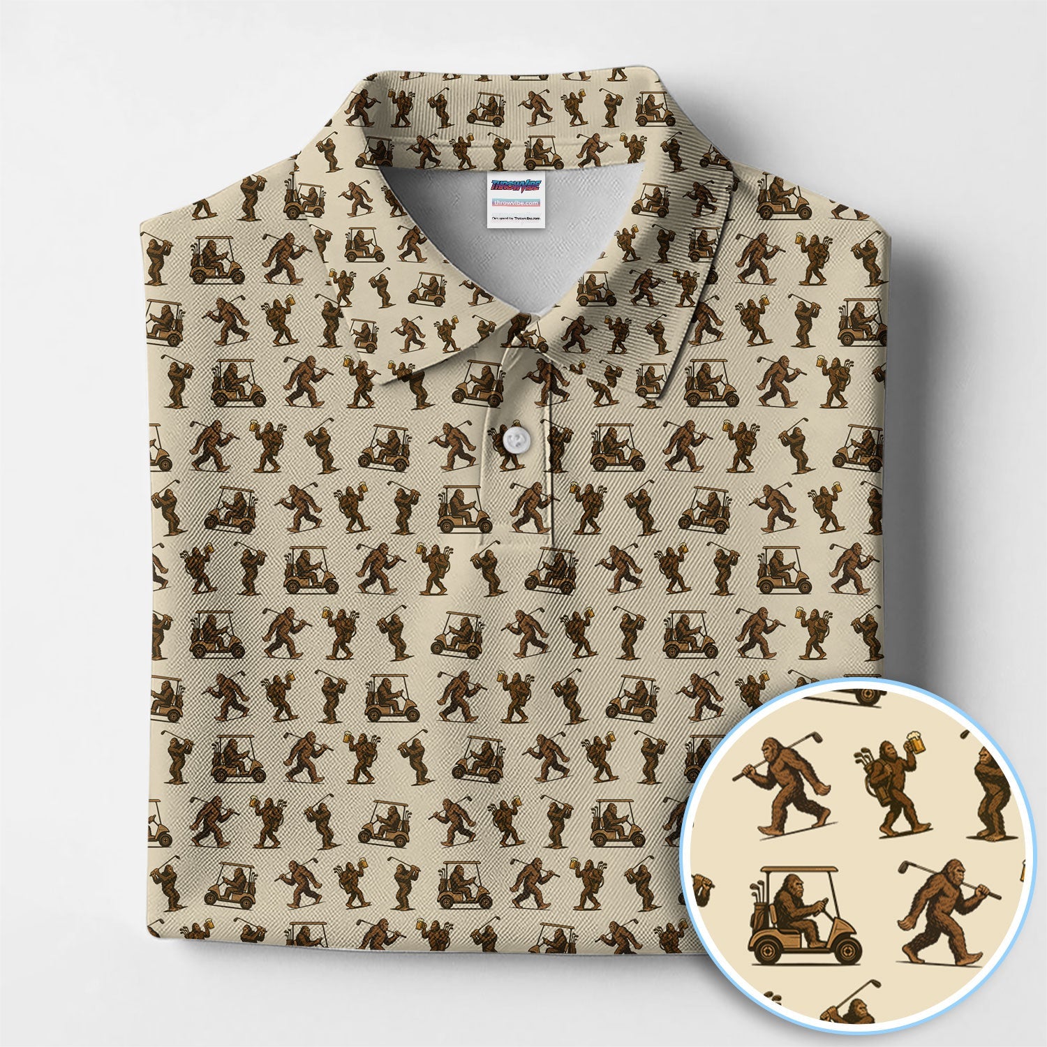 Funny Golf Pattern Shirt, Bigfoot Golf Shirt For Men, Crazy Golf Gift For Golfer