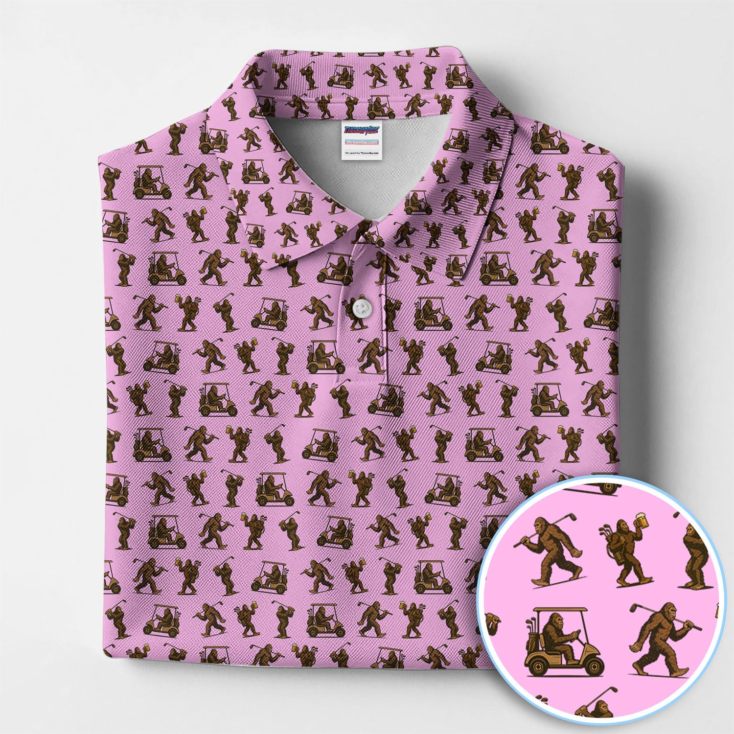 Crazy Golf Pattern Shirt, Bigfoot Golf Shirt For Men, Golf Gift For Golfer