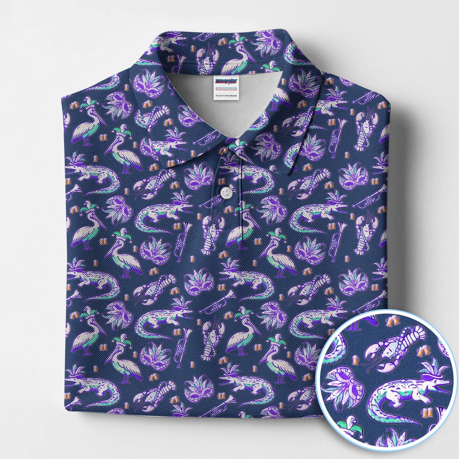 Carnival Golf Polos For Golfer, Mardi Gras Pattern Golf Shirt, Golf Gift For Men