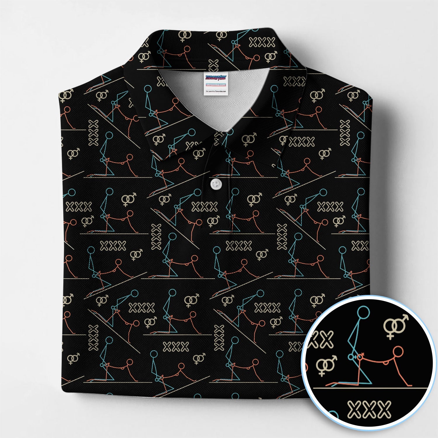 Abstract Line Art Pattern Golf Polos, Sexy Golf Shirt For Golfer, Golf Gift For Men