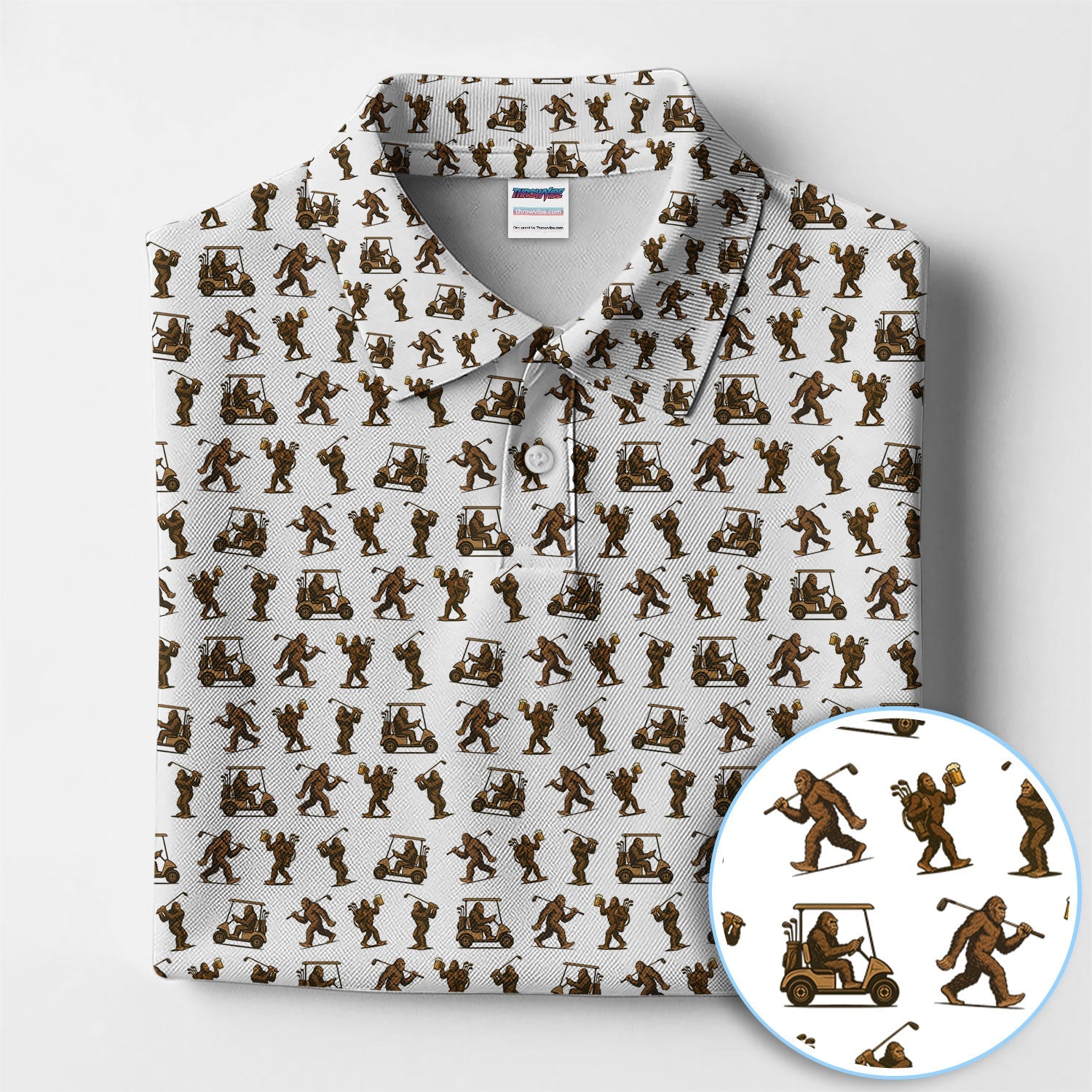 Funny Golf Pattern Shirt, Bigfoot Golf Shirt For Men, Crazy Golf Gift For Golfer
