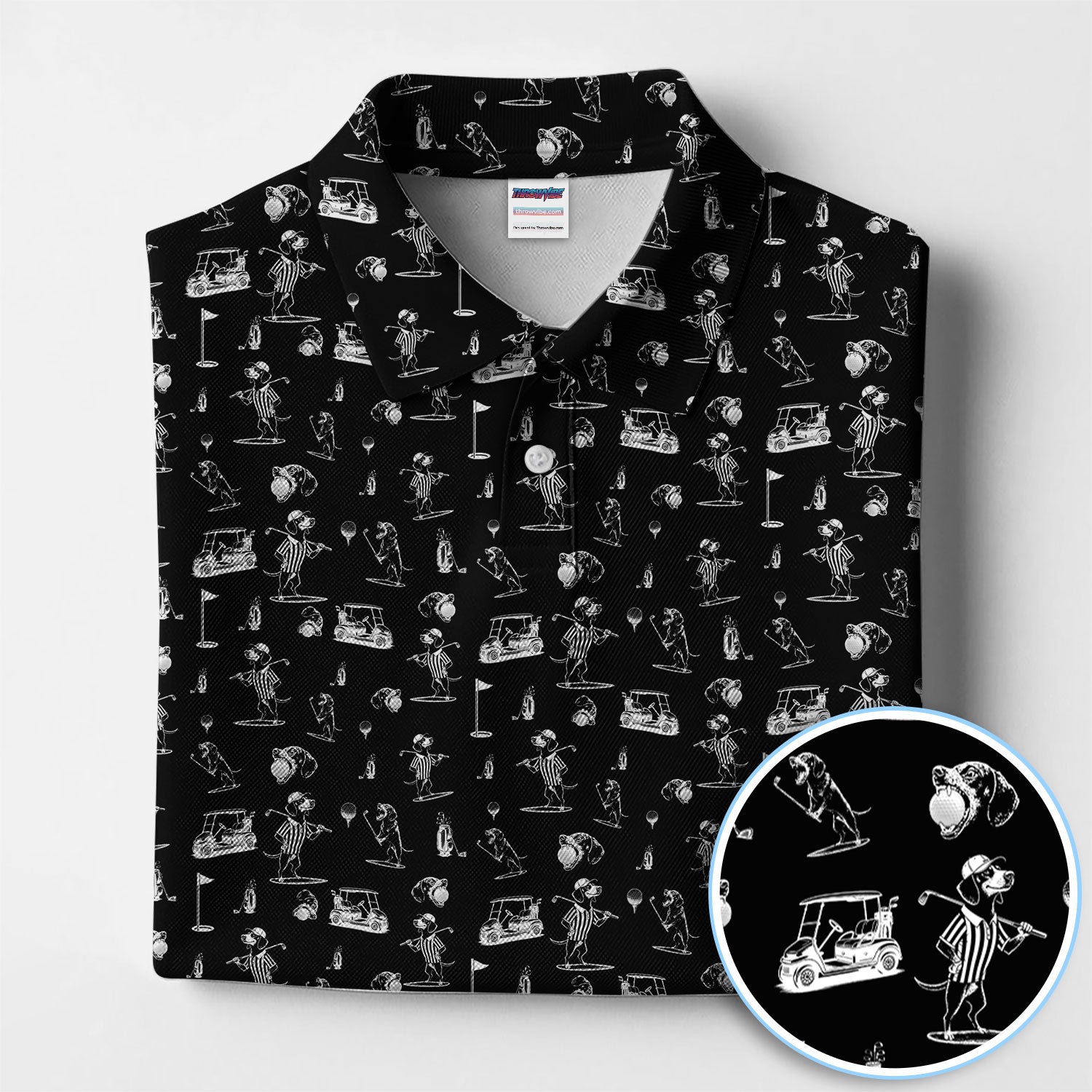 Dachshund Pattern Golf Shirt, Crazy Wiener Dog Golf Polos, Golf Gift For Dogs Lover