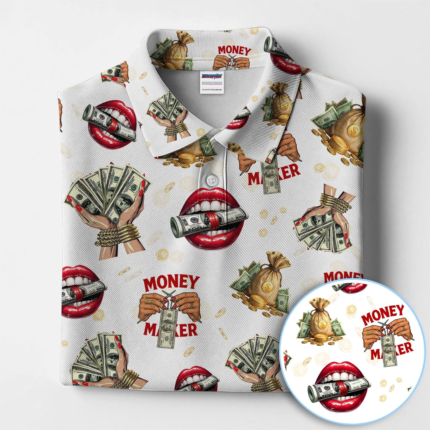 Funny Money Golf Shirt, Make Money Pattern Golf Polos, Crazy Golf Gift For Men