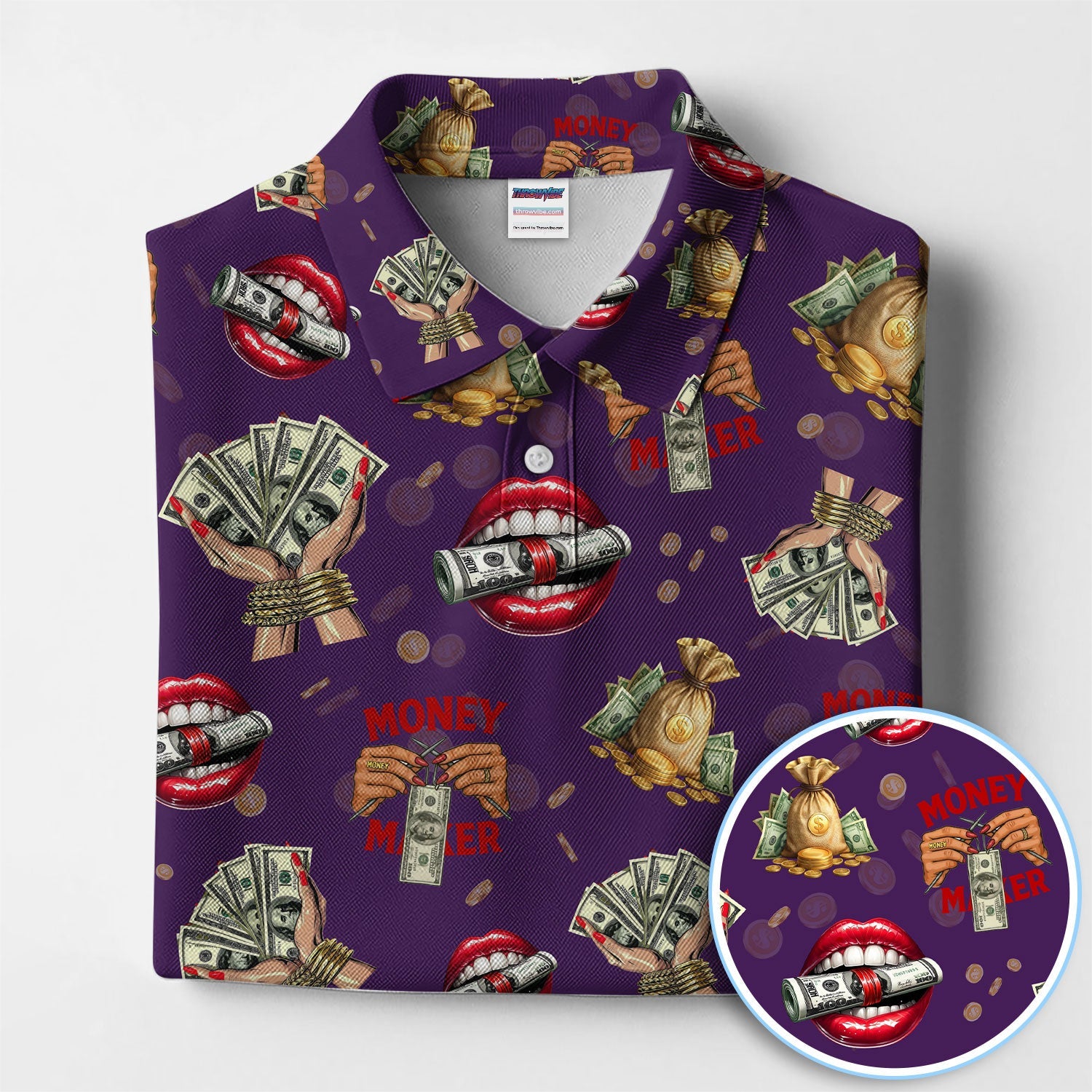 Funny Money Golf Shirt, Make Money Pattern Golf Polos, Crazy Golf Gift For Men