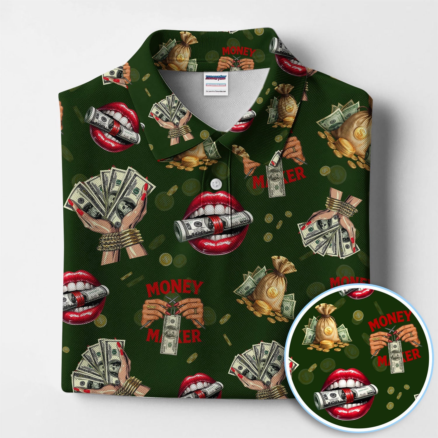 Funny Money Golf Shirt, Make Money Pattern Golf Polos, Crazy Golf Gift For Men