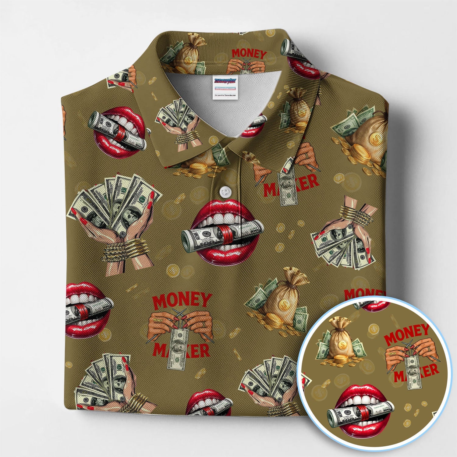 Funny Money Golf Shirt, Make Money Pattern Golf Polos, Crazy Golf Gift For Men