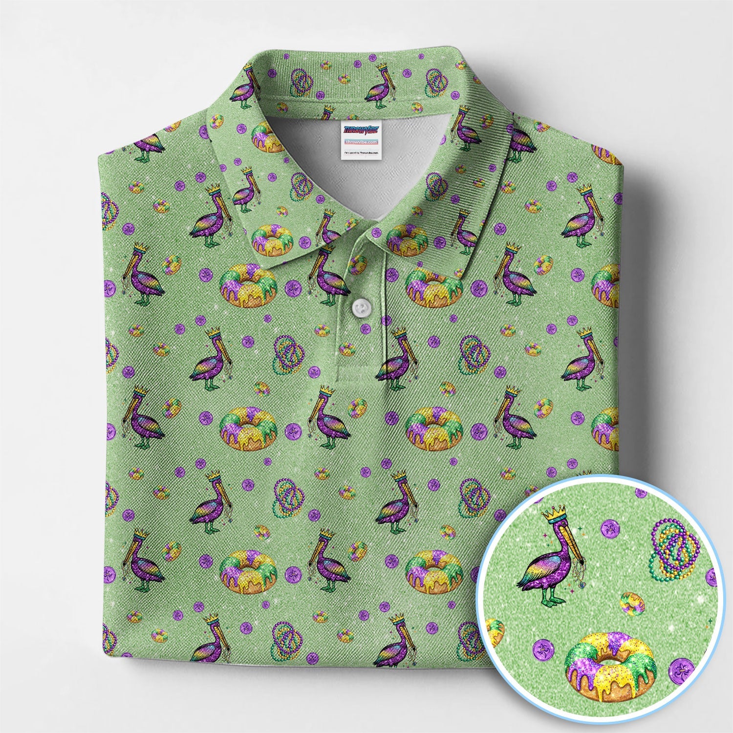 Funny Mardi Gras Pattern Golf Polos, Carnival Golf Shirt For Men, Golf Gift For Golfer
