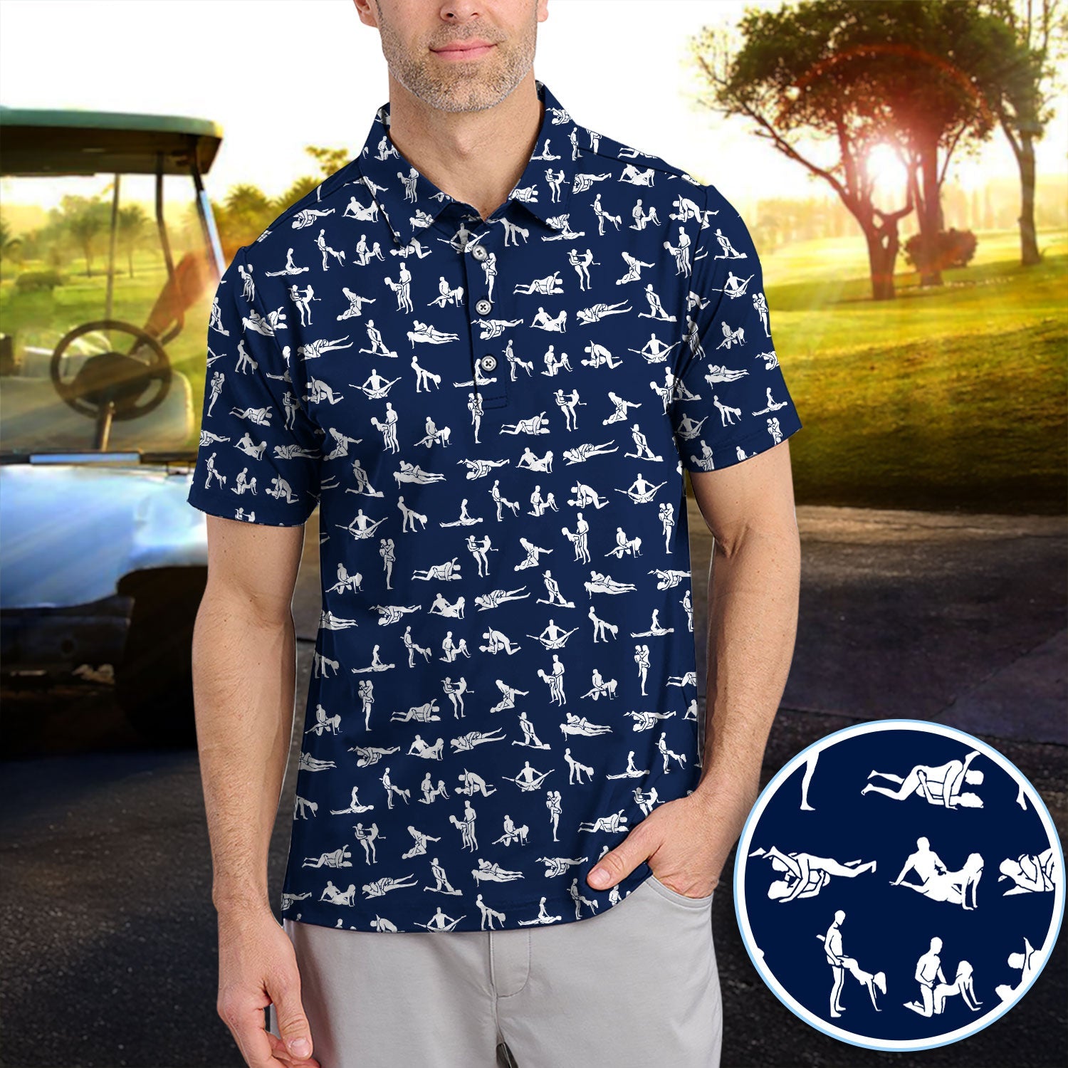 Naughty Couple Golf Polos For Golfer, Sexy Pattern Golf Shirt, Golf Gift For Men