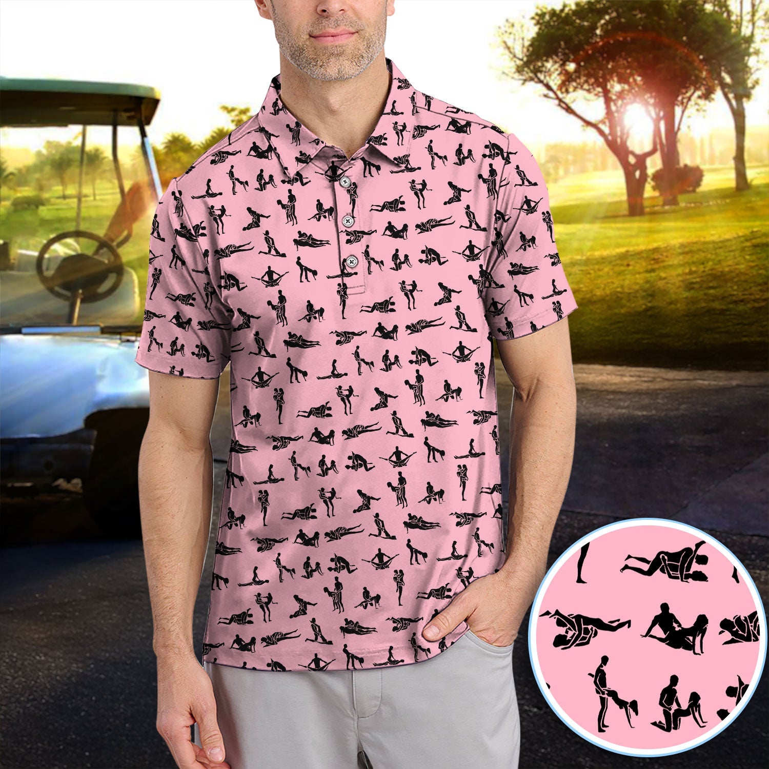 Naughty Couple Golf Polos For Golfer, Sexy Pattern Golf Shirt, Golf Gift For Men