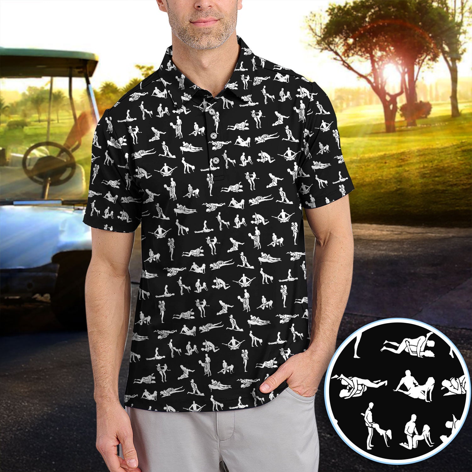 Naughty Couple Golf Polos For Golfer, Sexy Pattern Golf Shirt, Golf Gift For Men