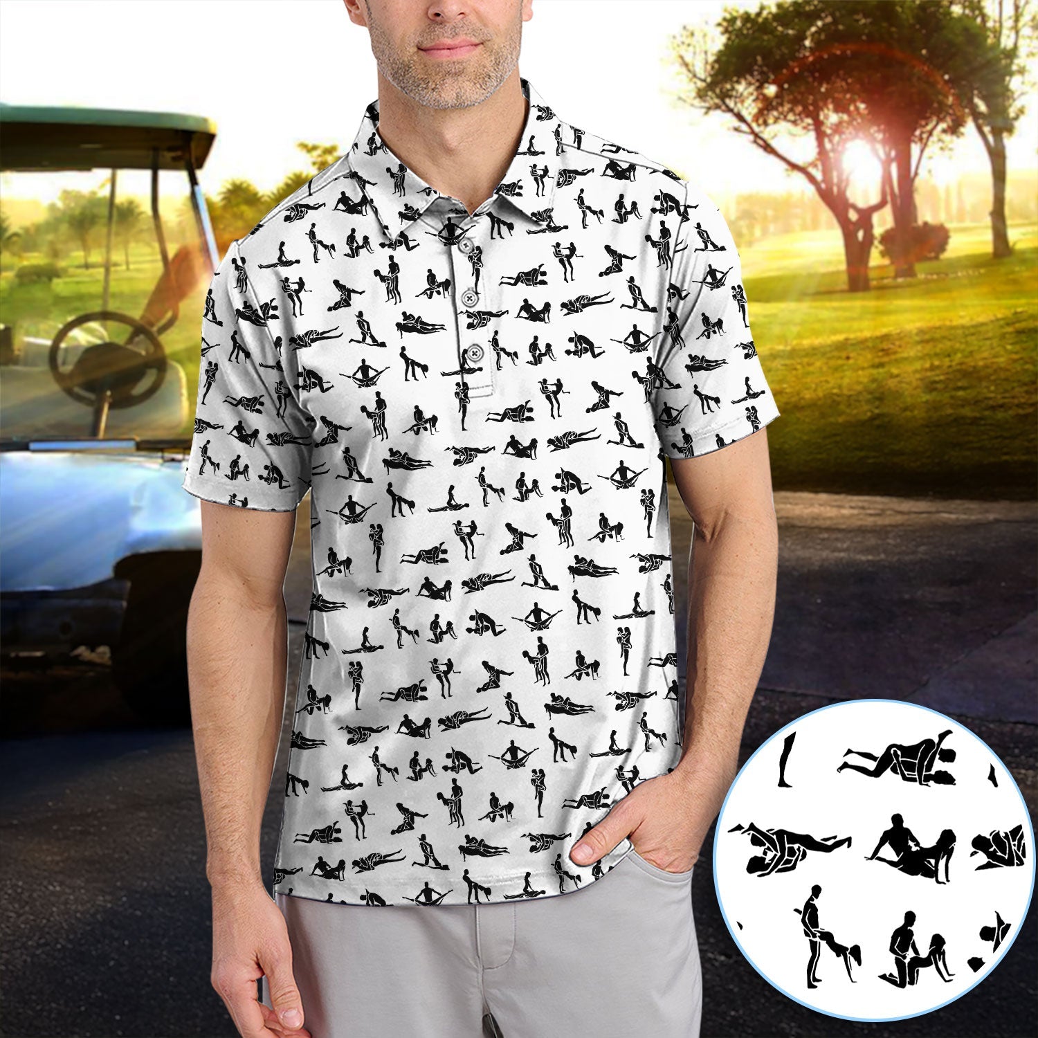 Naughty Couple Golf Polos For Golfer, Sexy Pattern Golf Shirt, Golf Gift For Men