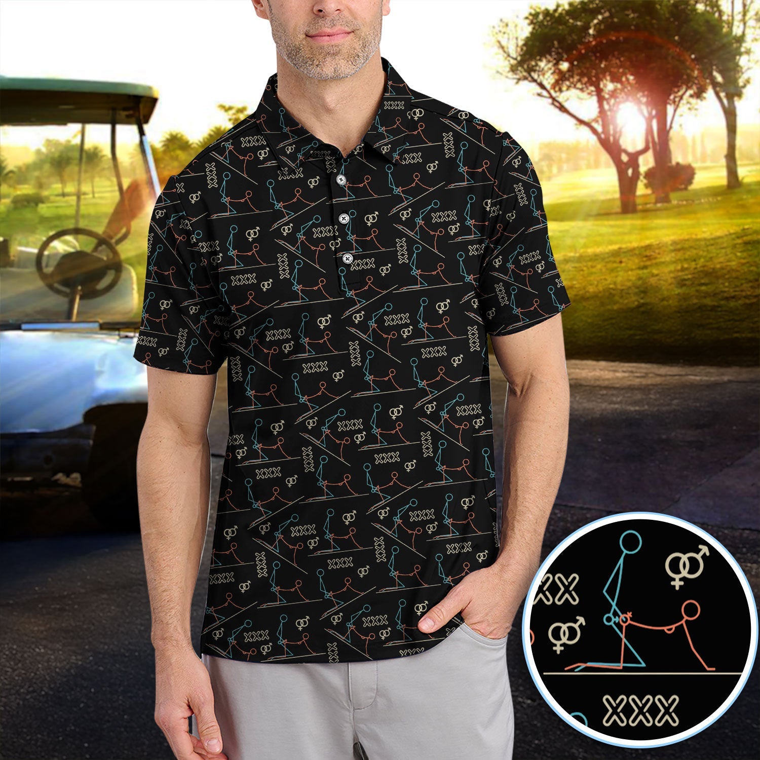 Abstract Line Art Pattern Golf Polos, Sexy Golf Shirt For Golfer, Golf Gift For Men