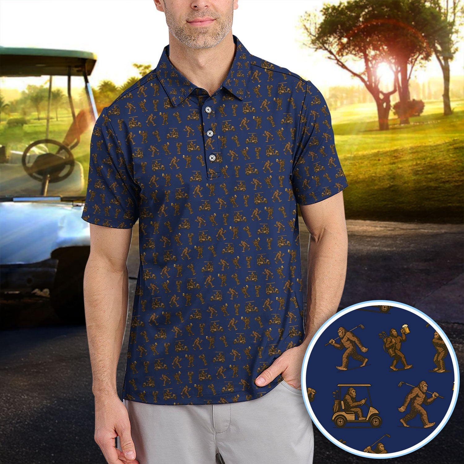 Crazy Golf Pattern Shirt, Bigfoot Golf Shirt For Men, Golf Gift For Golfer