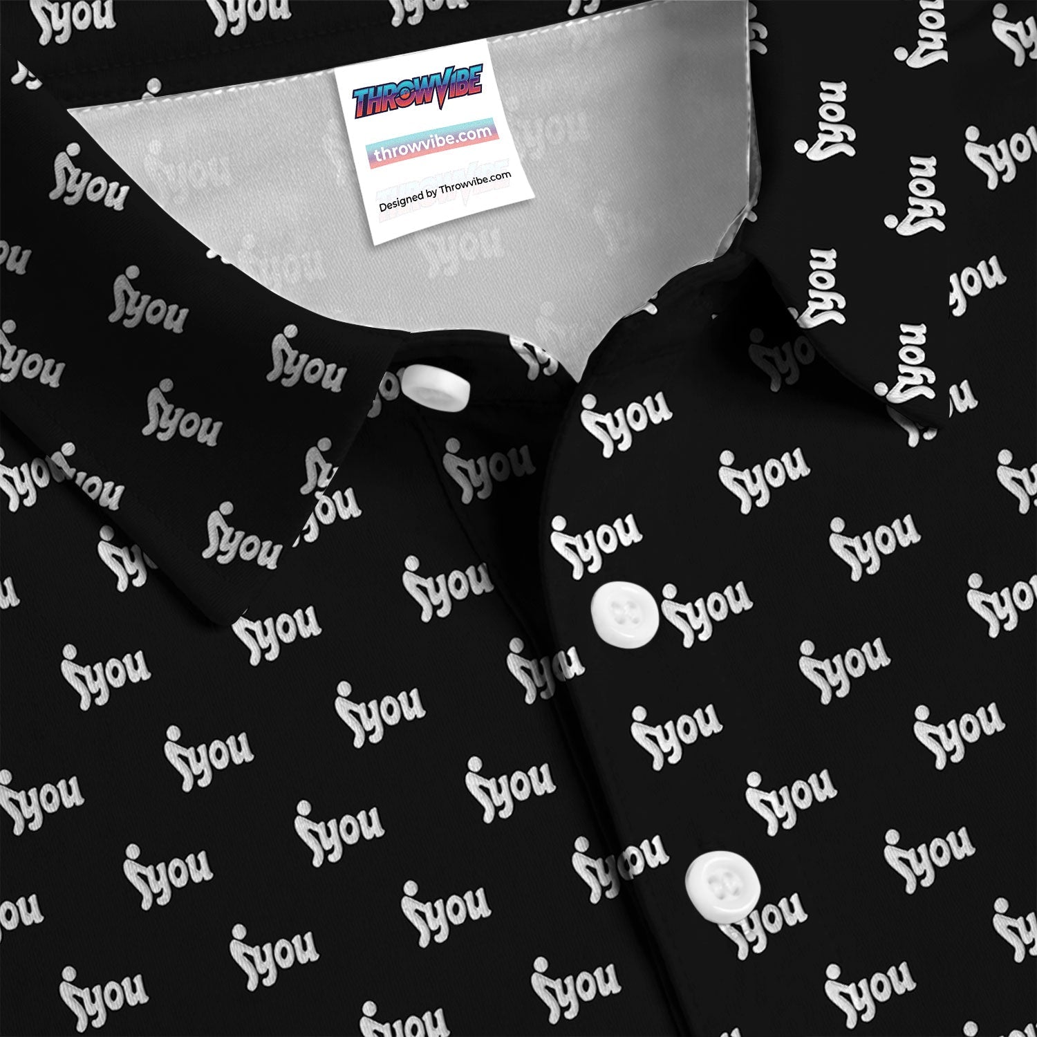 Minimalist Black Logo Golf Pattern Shirt, Monogram Streetwear Golf Shirt For Men, Trendy Gift