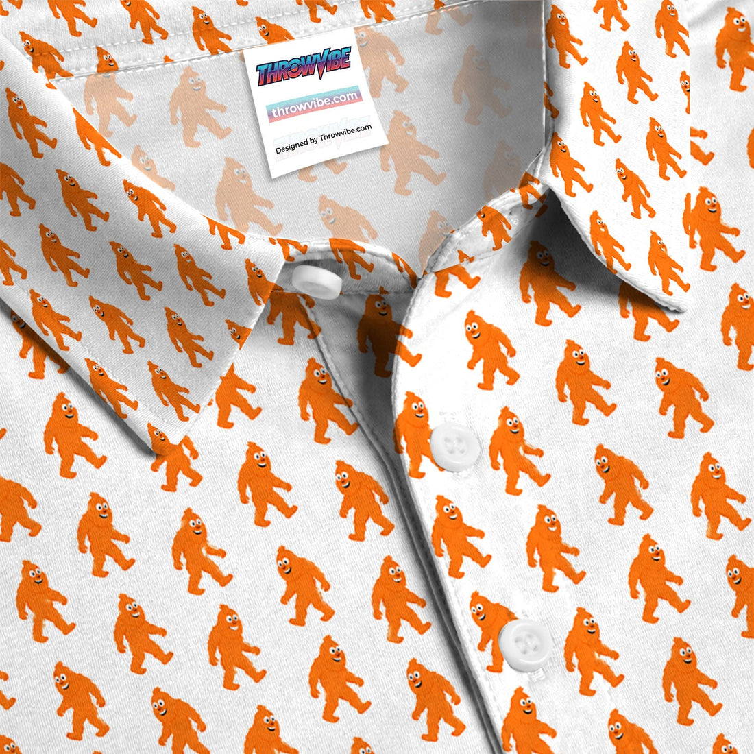 Funny Orange Bigfoot Golf Pattern Shirt, Sasquatch Golf Shirt For Men, Cryptid Lover Gift