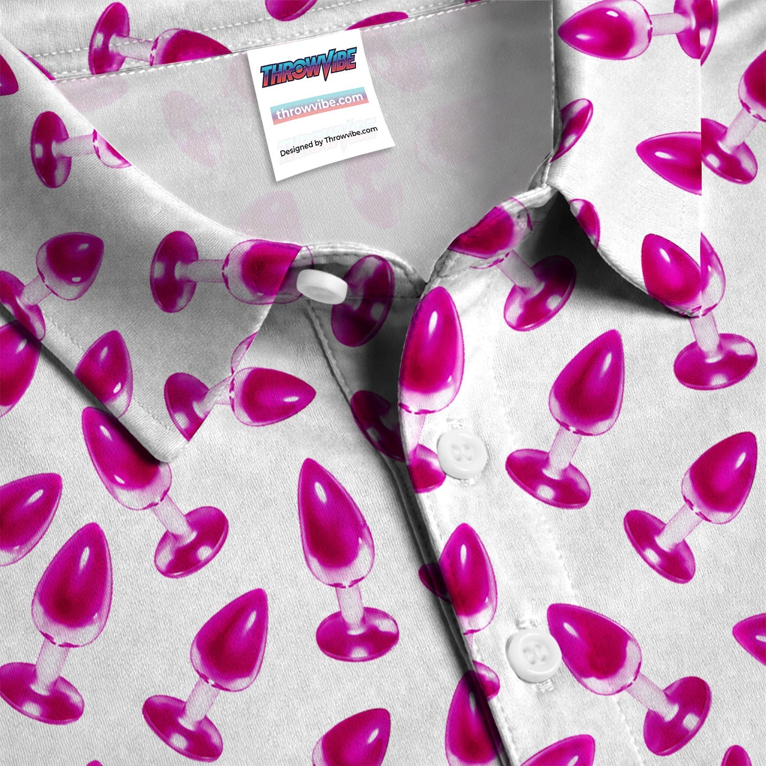 Funny Pink Plug Pattern Shirt, Adult Humor Golf Shirt For Men, Bachelor Party Gift