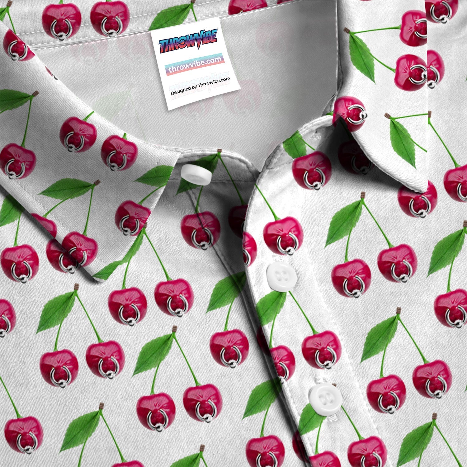 Cute Cherry Golf Pattern Shirt, Sweet Cherry Aesthetic Golf Shirt For Men, Fruit Lover Gift