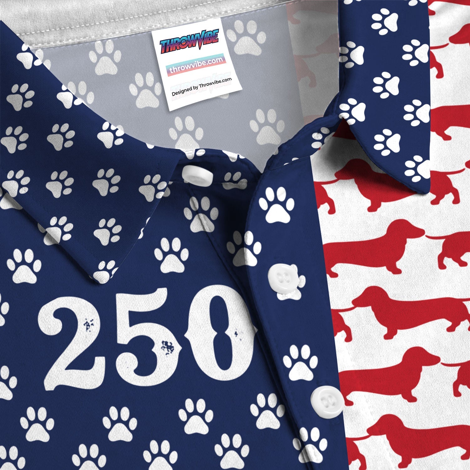 Dachshund USA Flag 250 Pattern Golf Polos, Crazy Dachshund Golf Shirt For Men, Funny Golf Shirt