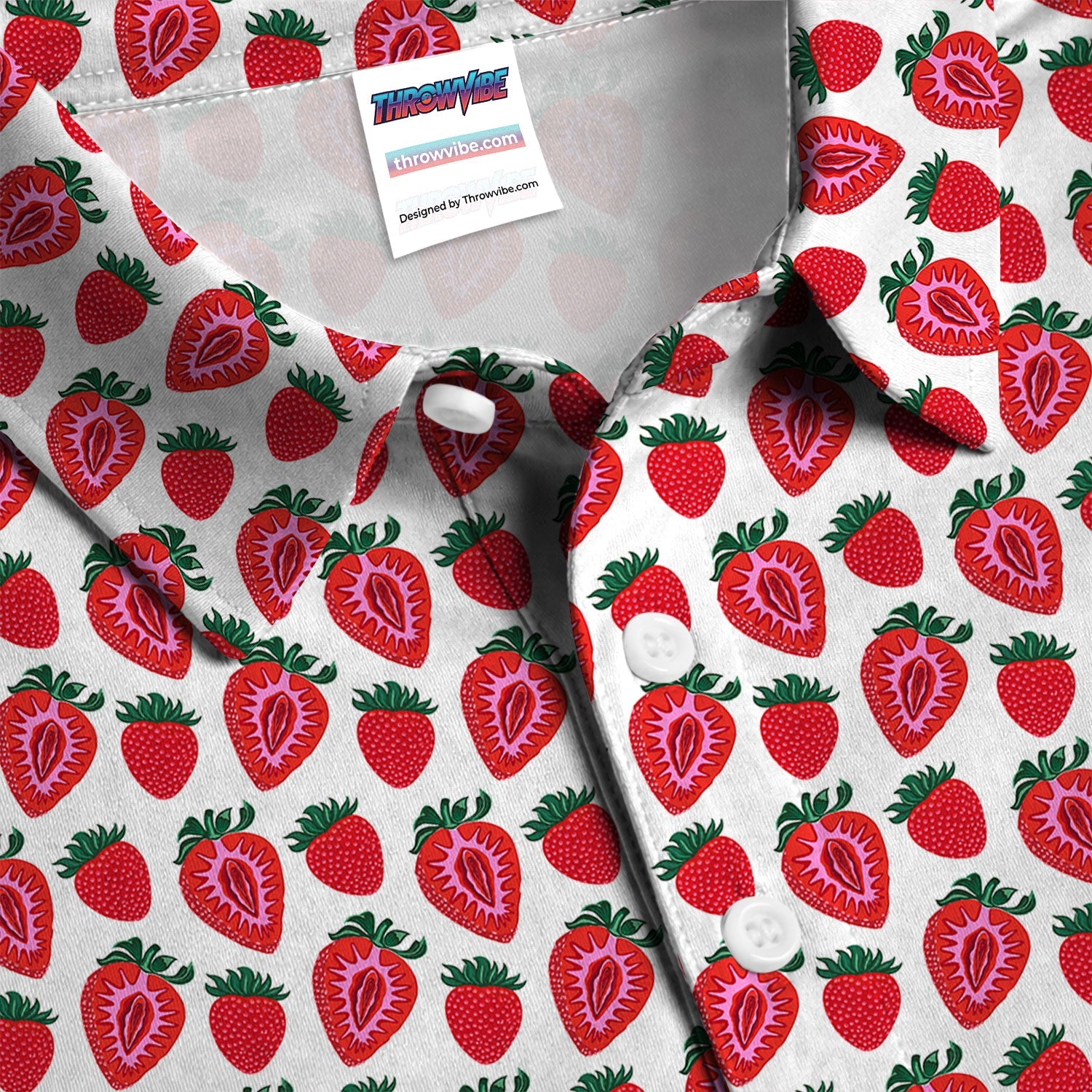Cute Strawberry Golf Pattern Shirt, Sweet Fruit Aesthetic Golf Shirt For Men, Berry Lover Gift