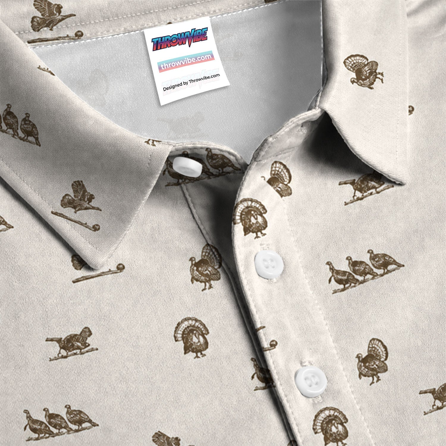 Vintage Turkey Hunting Golf Pattern Shirt, Wild Turkey Camo Golf Shirt For Men, Hunter Gift