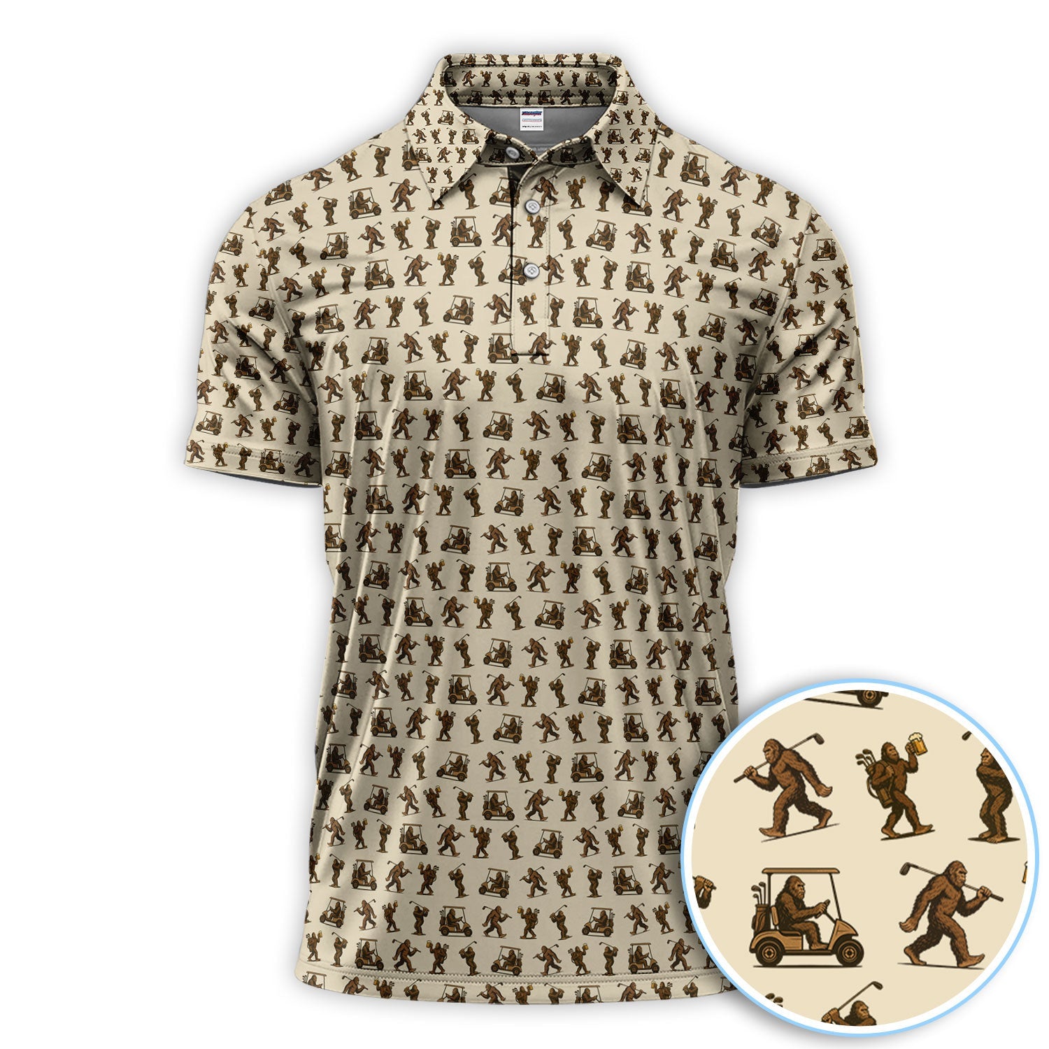 Crazy Golf Pattern Shirt, Bigfoot Golf Shirt For Men, Golf Gift For Golfer