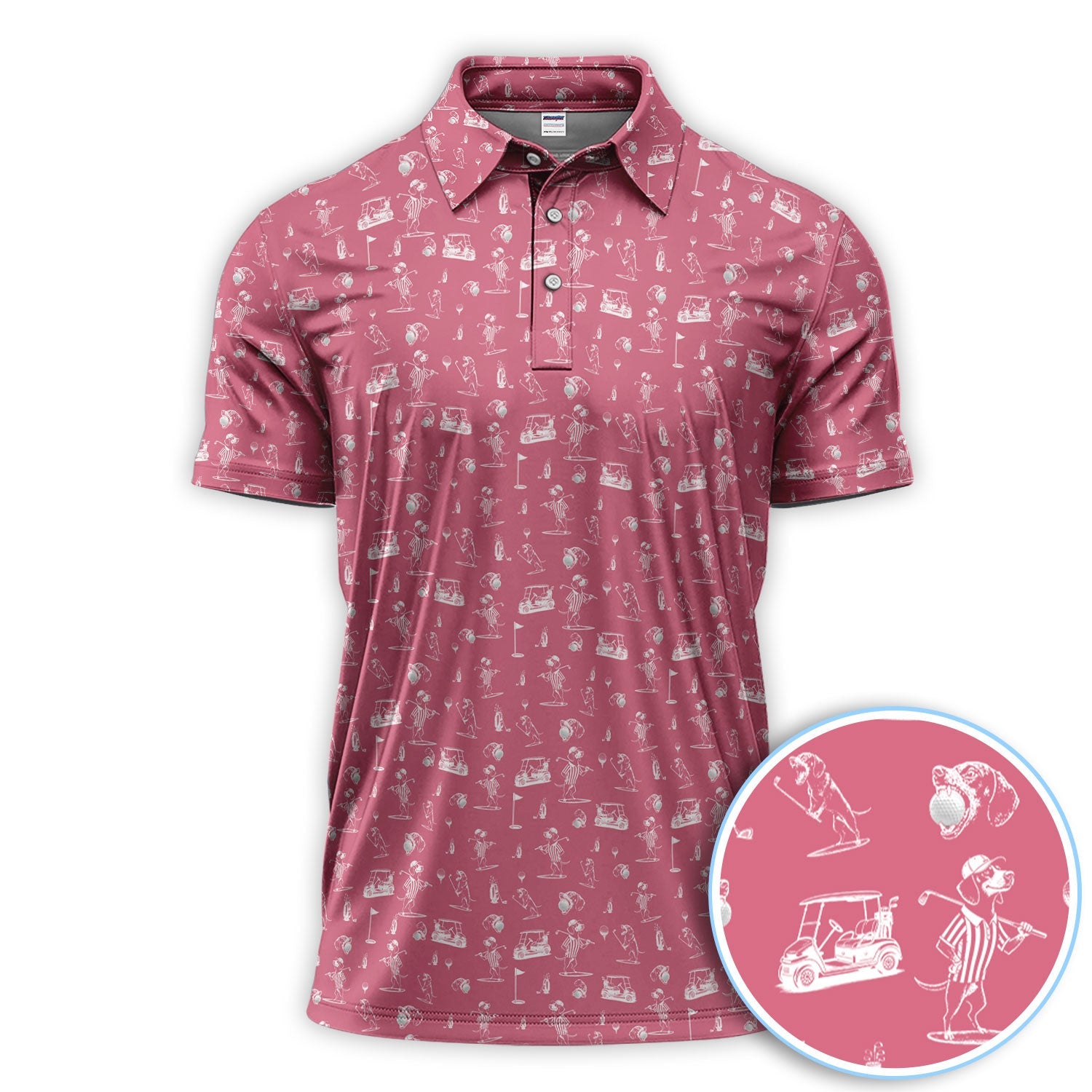 Dachshund Pattern Golf Shirt, Crazy Wiener Dog Golf Polos, Golf Gift For Dogs Lover