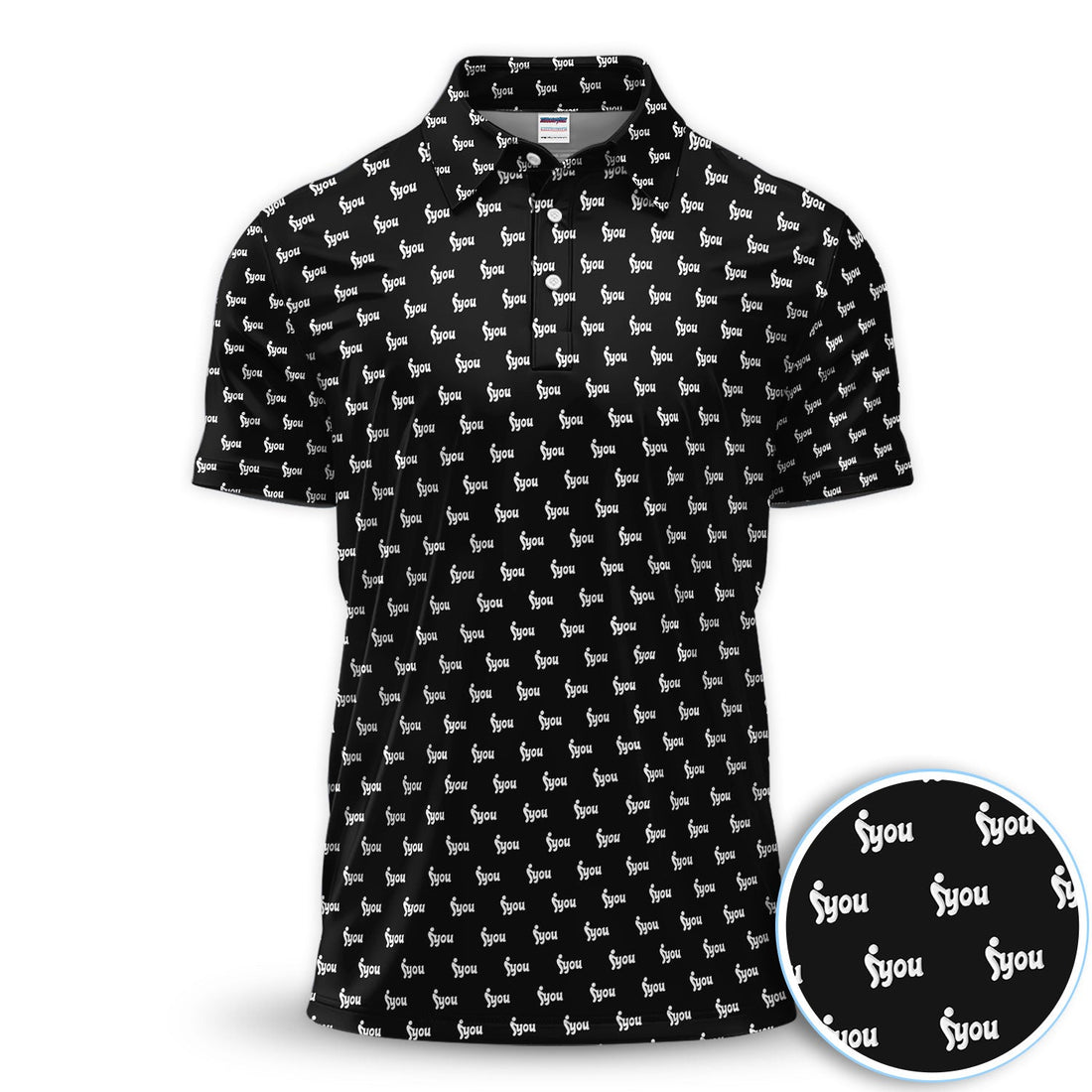 Minimalist Black Logo Golf Pattern Shirt, Monogram Streetwear Golf Shirt For Men, Trendy Gift