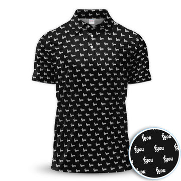 Minimalist Black Logo Golf Pattern Shirt, Monogram Streetwear Golf Shirt For Men, Trendy Gift