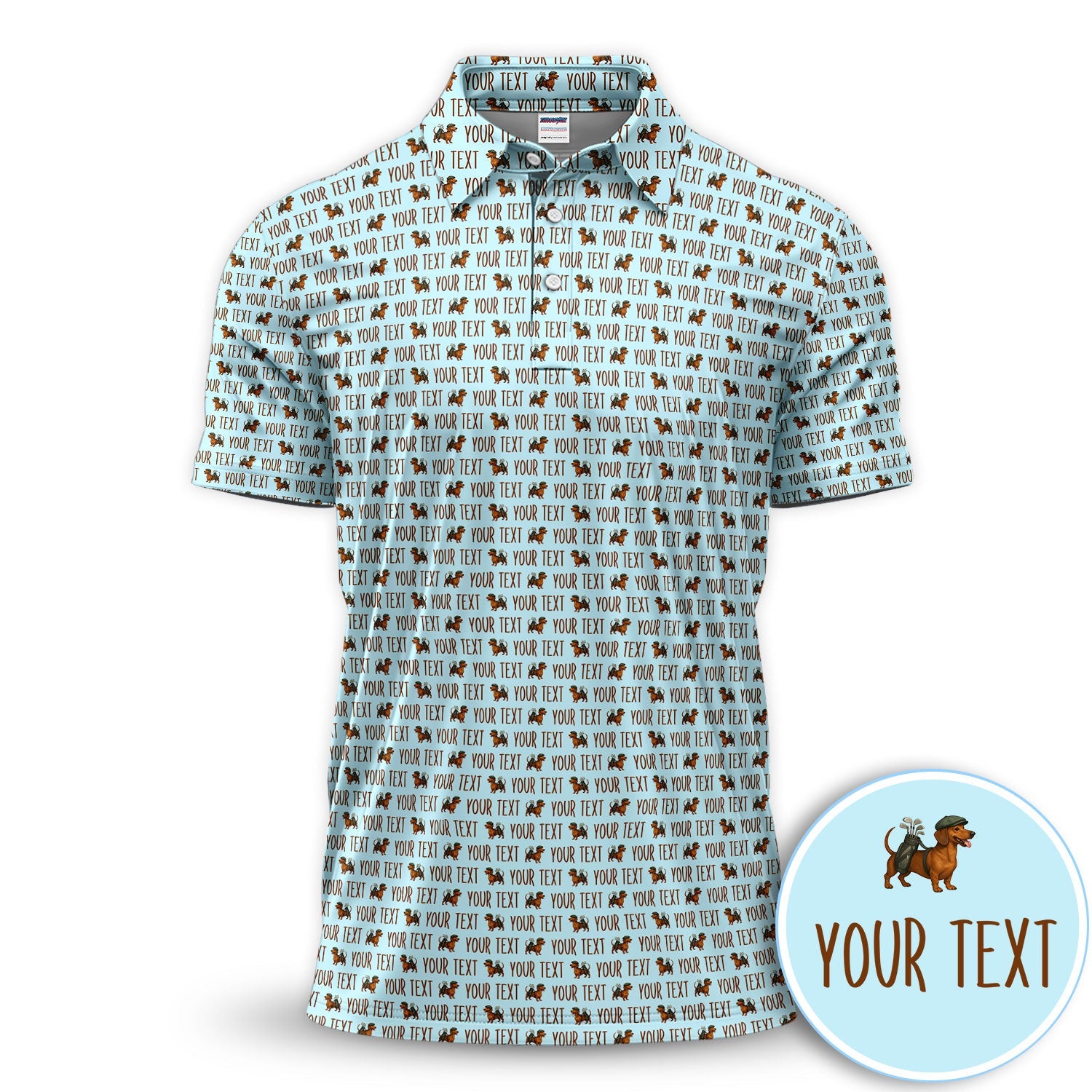 Personalized Dachshund Golf Polos, Seamless Pattern Golf Shirt For Men, Funny Golf Shirt