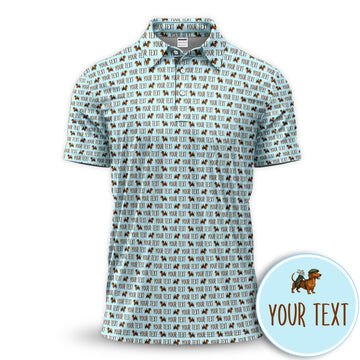 Personalized Dachshund Golf Polos, Seamless Pattern Golf Shirt For Men, Funny Golf Shirt