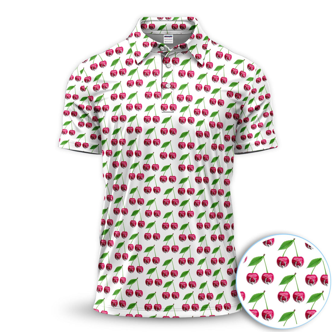 Cute Cherry Golf Pattern Shirt, Sweet Cherry Aesthetic Golf Shirt For Men, Fruit Lover Gift