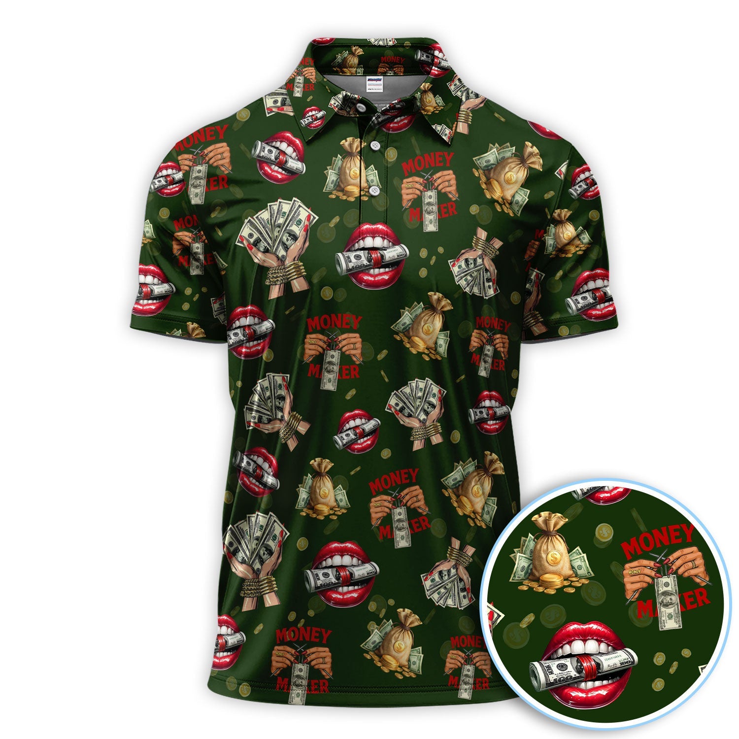 Funny Money Golf Shirt, Make Money Pattern Golf Polos, Crazy Golf Gift For Men