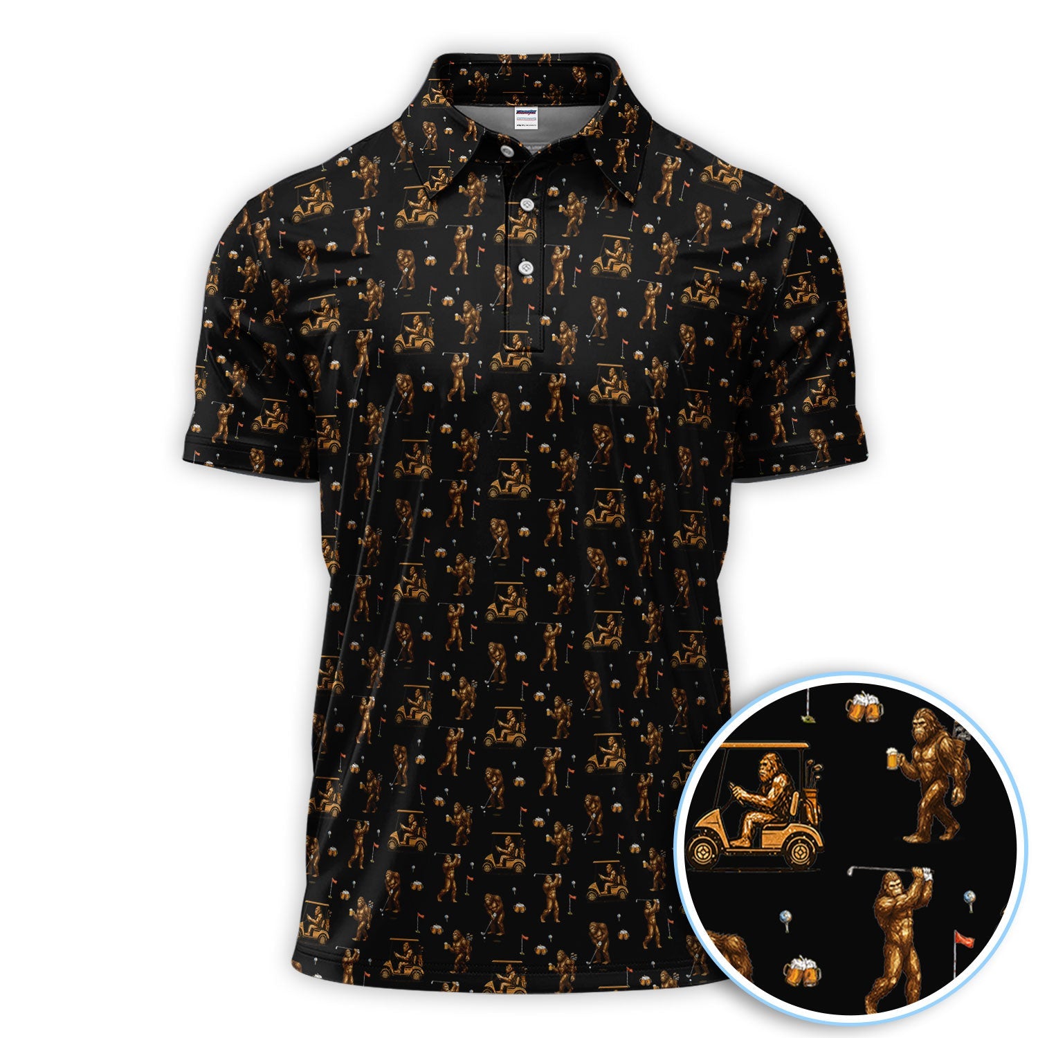 Funny Bigfoot Golf Shirt, Squatch Bigfoot And Beer Pattern Golf  Polos, Crazy Golf Gift For Golfer