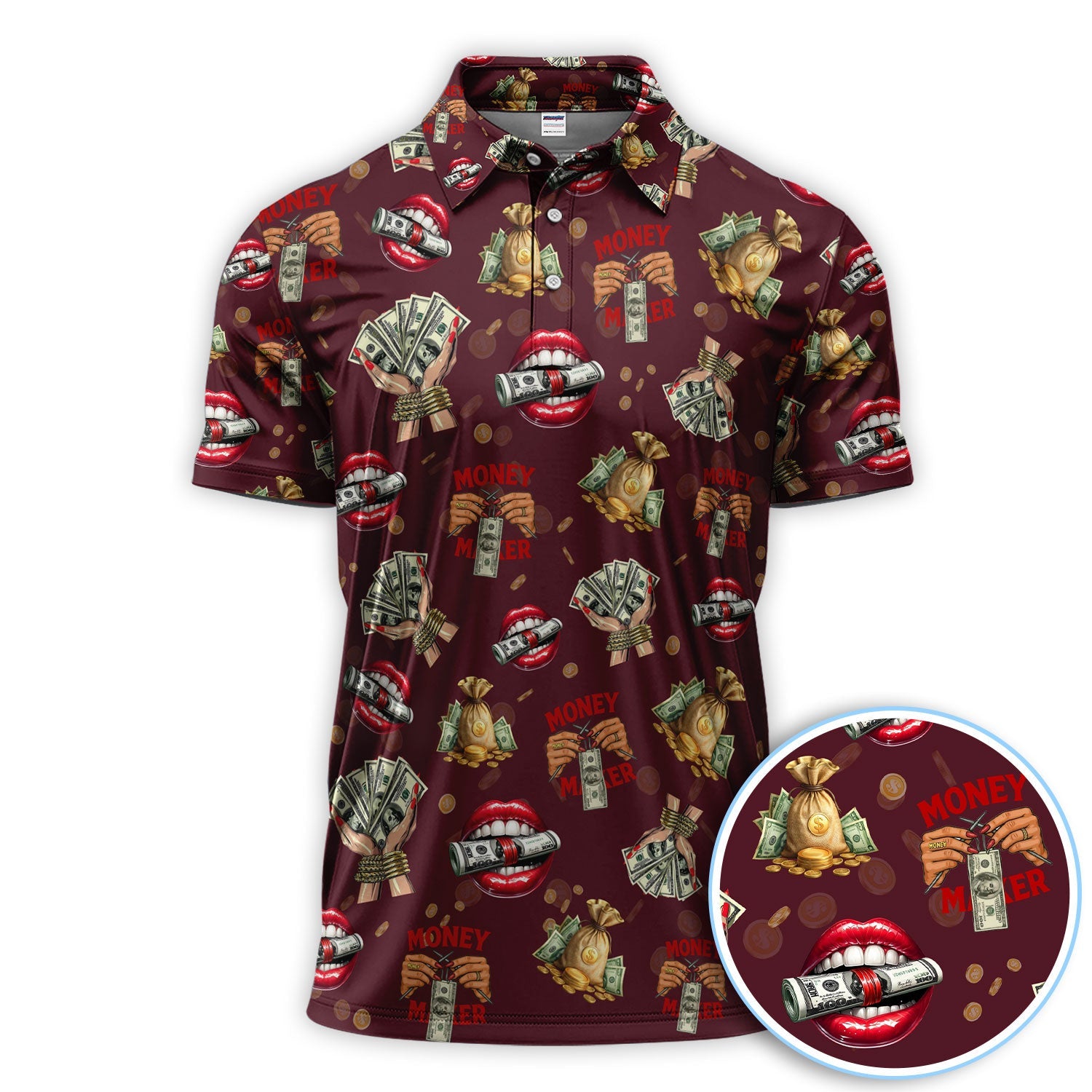Funny Money Golf Shirt, Make Money Pattern Golf Polos, Crazy Golf Gift For Men