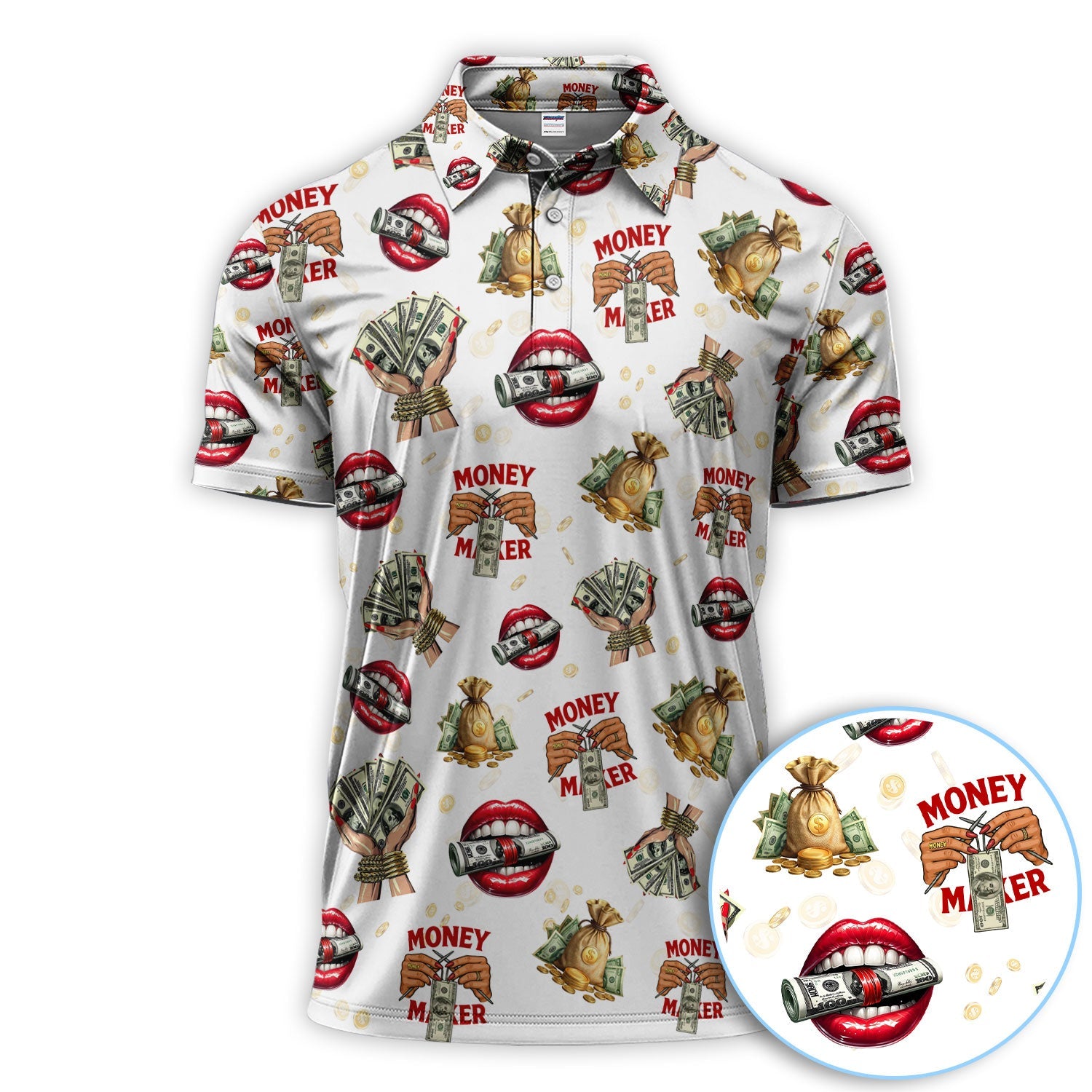 Funny Money Golf Shirt, Make Money Pattern Golf Polos, Crazy Golf Gift For Men