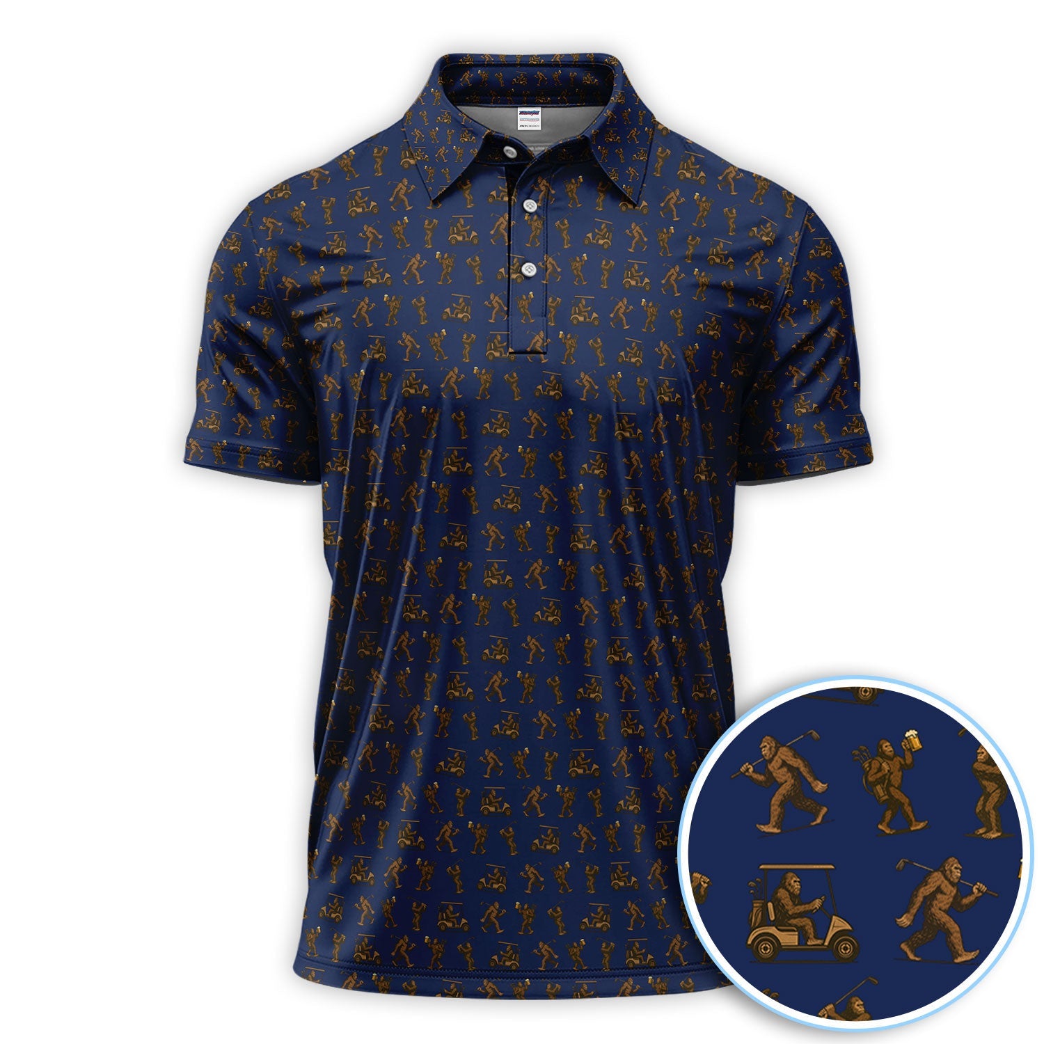 Crazy Golf Pattern Shirt, Bigfoot Golf Shirt For Men, Golf Gift For Golfer