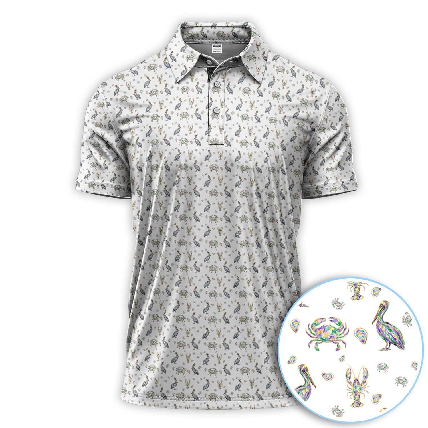 Crazy Mardi Gras Golf Polos For Golfer, Funny Holiday Pattern Golf Shirt, Golf Gift For Men