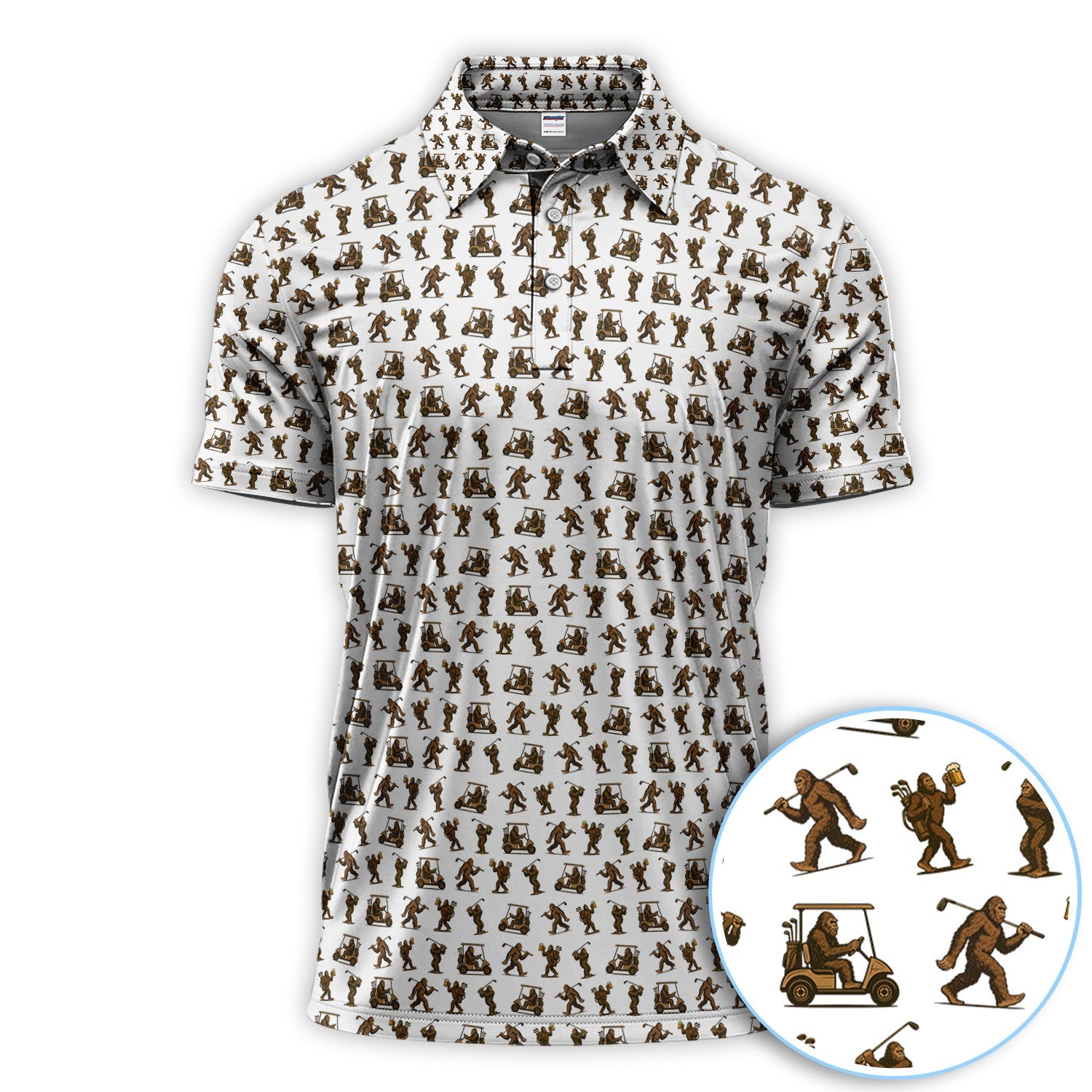 Crazy Golf Pattern Shirt, Bigfoot Golf Shirt For Men, Golf Gift For Golfer