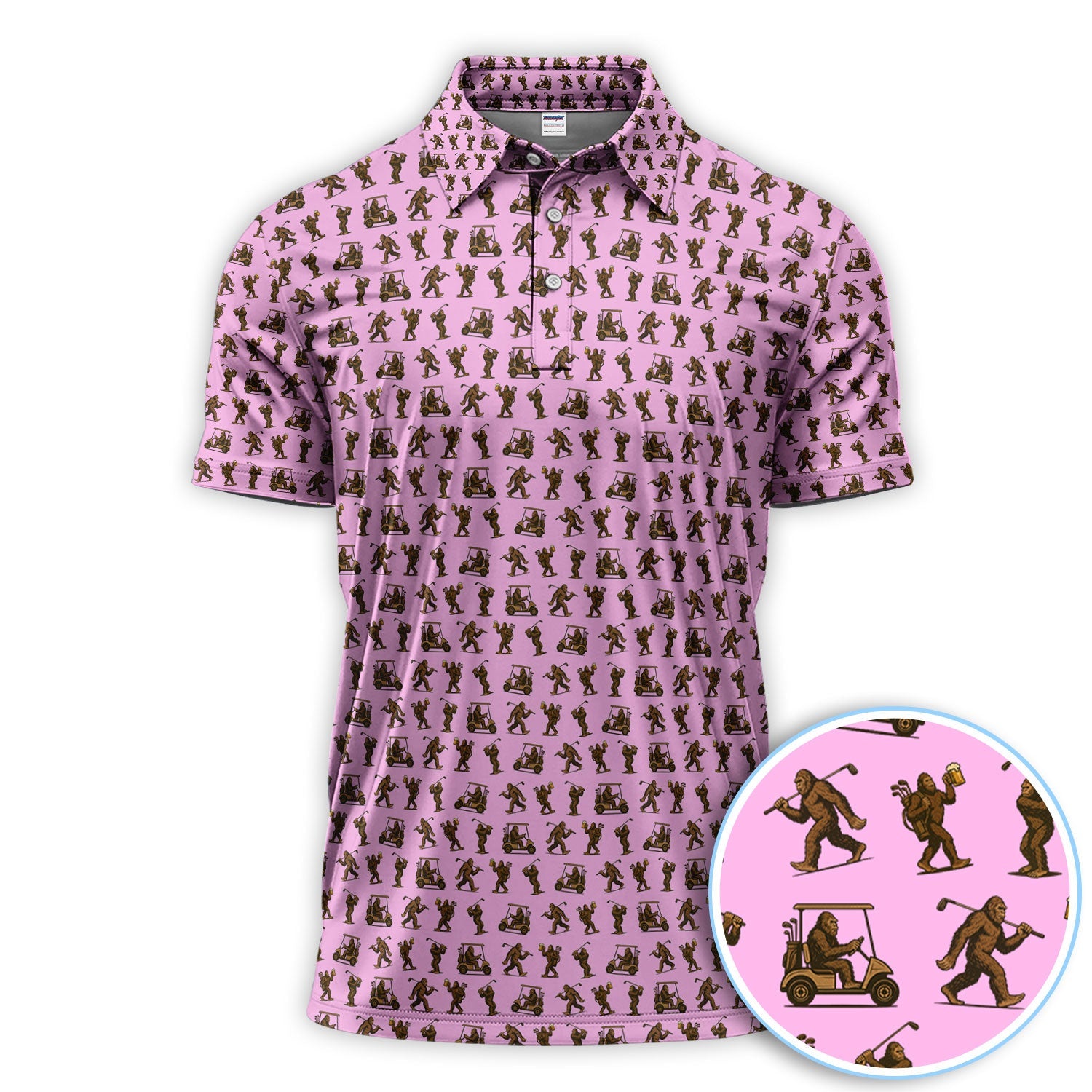 Crazy Golf Pattern Shirt, Bigfoot Golf Shirt For Men, Golf Gift For Golfer