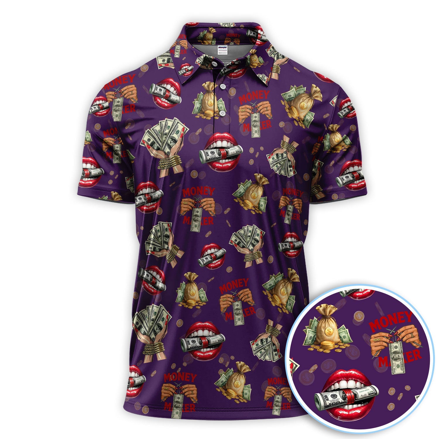 Funny Money Golf Shirt, Make Money Pattern Golf Polos, Crazy Golf Gift For Men