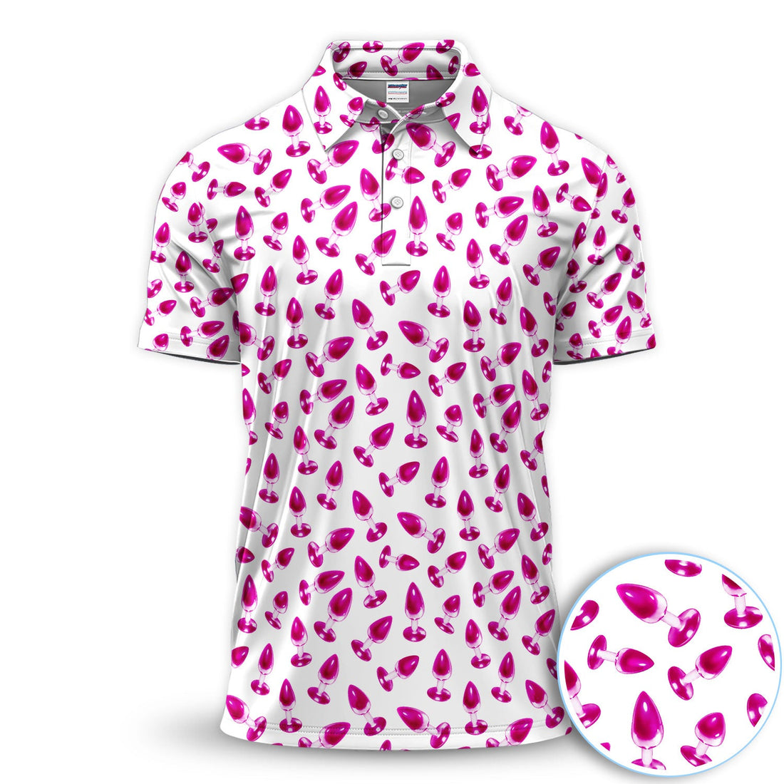 Funny Pink Plug Pattern Shirt, Adult Humor Golf Shirt For Men, Bachelor Party Gift