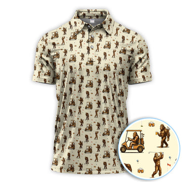Funny Bigfoot Golf Shirt, Squatch Bigfoot And Beer Pattern Golf  Polos, Crazy Golf Gift For Golfer