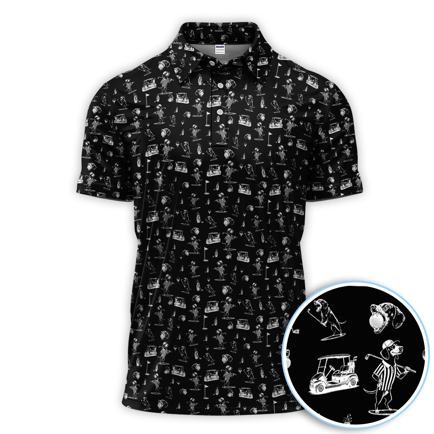 Dachshund Pattern Golf Shirt, Crazy Wiener Dog Golf Polos, Golf Gift For Dogs Lover
