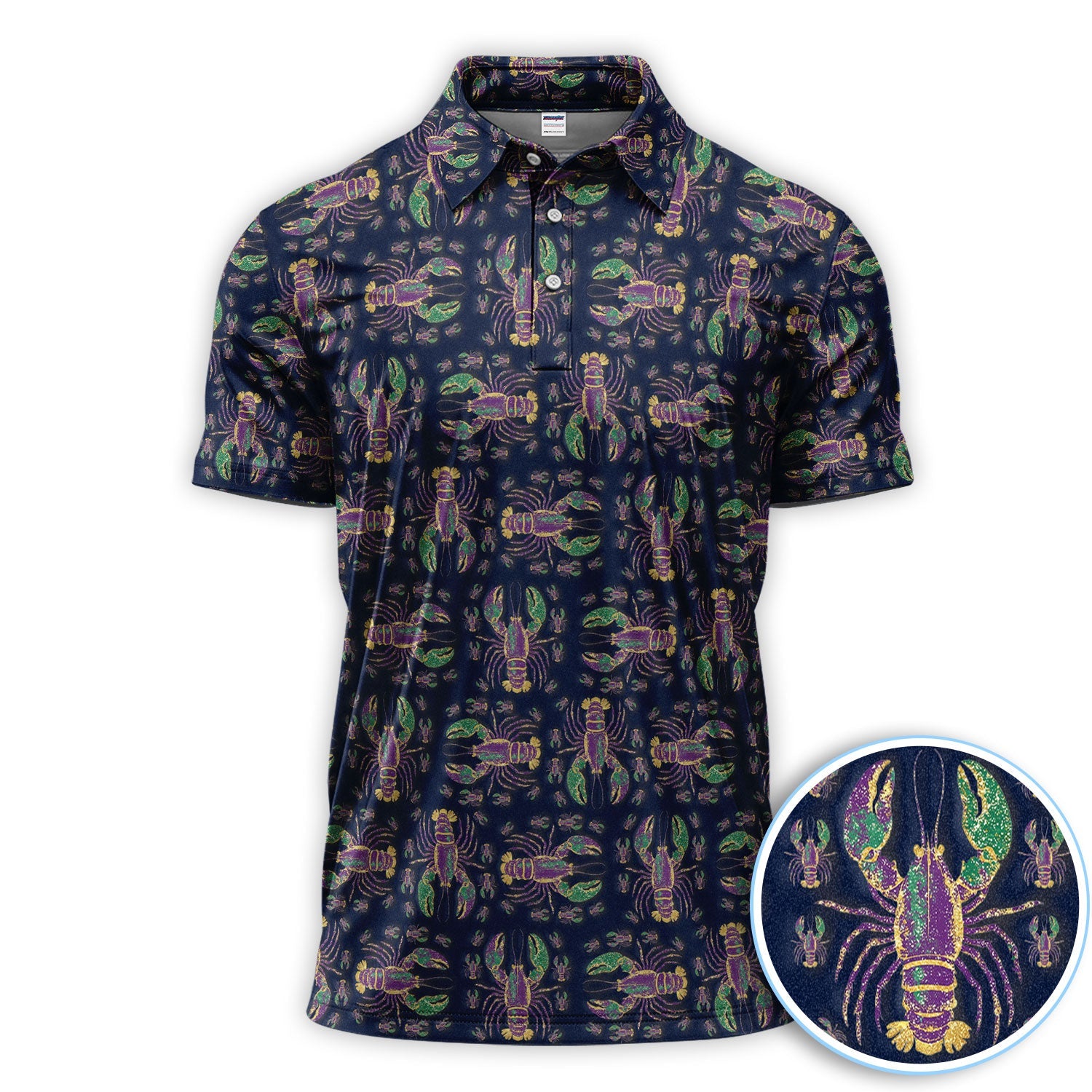 Louisiana Crawfish Pattern Golf Shirt, Mardi Gras Golf Polos For Golfer
