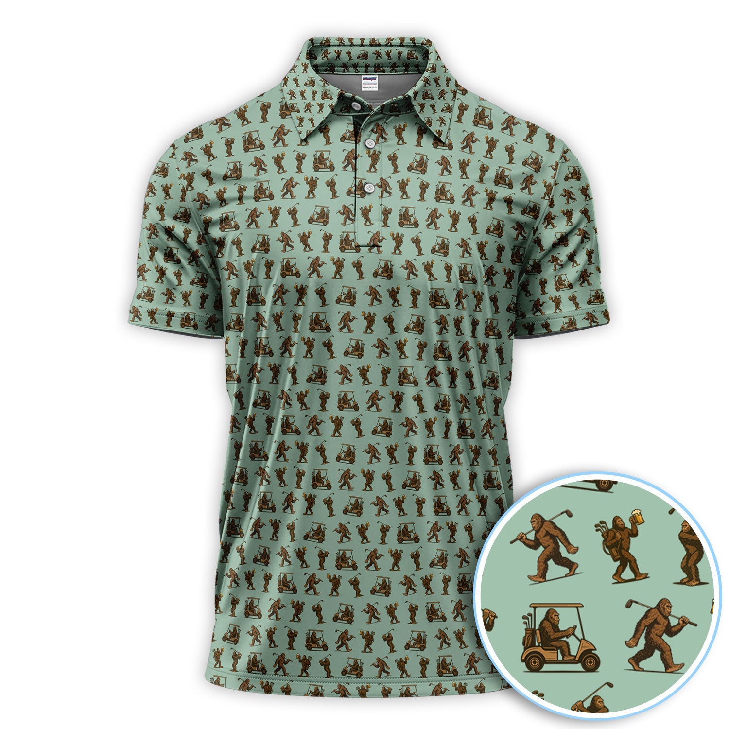 Crazy Golf Pattern Shirt, Bigfoot Golf Shirt For Men, Golf Gift For Golfer