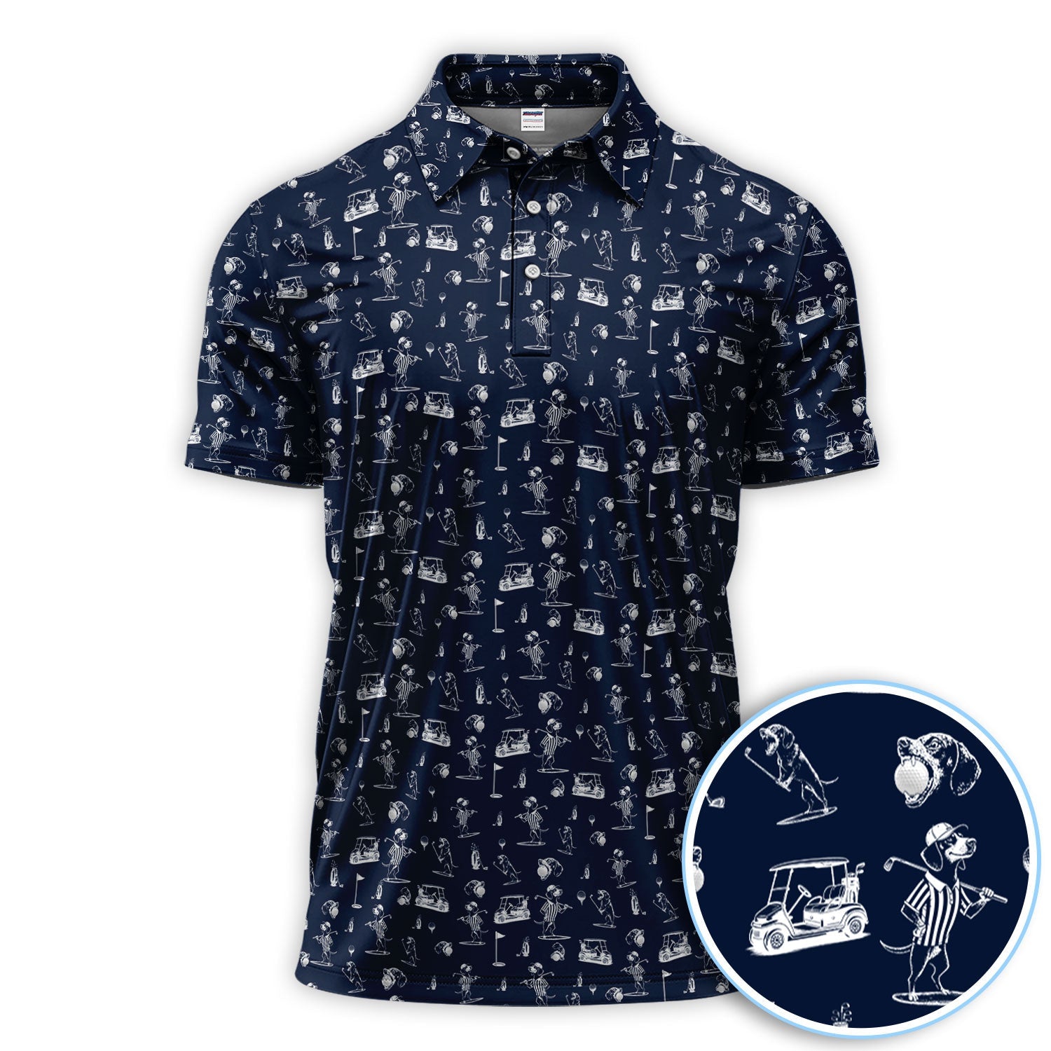 Dachshund Pattern Golf Shirt, Crazy Wiener Dog Golf Polos, Golf Gift For Dogs Lover