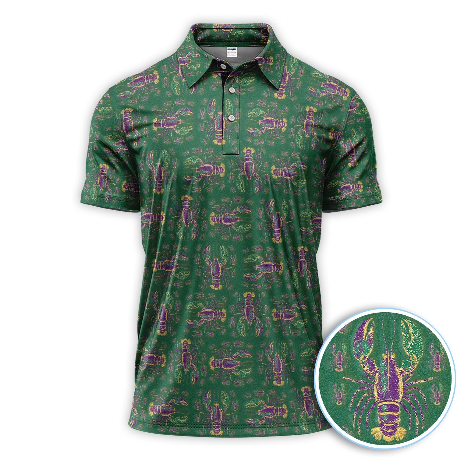 Louisiana Crawfish Pattern Golf Shirt, Mardi Gras Golf Polos For Golfer