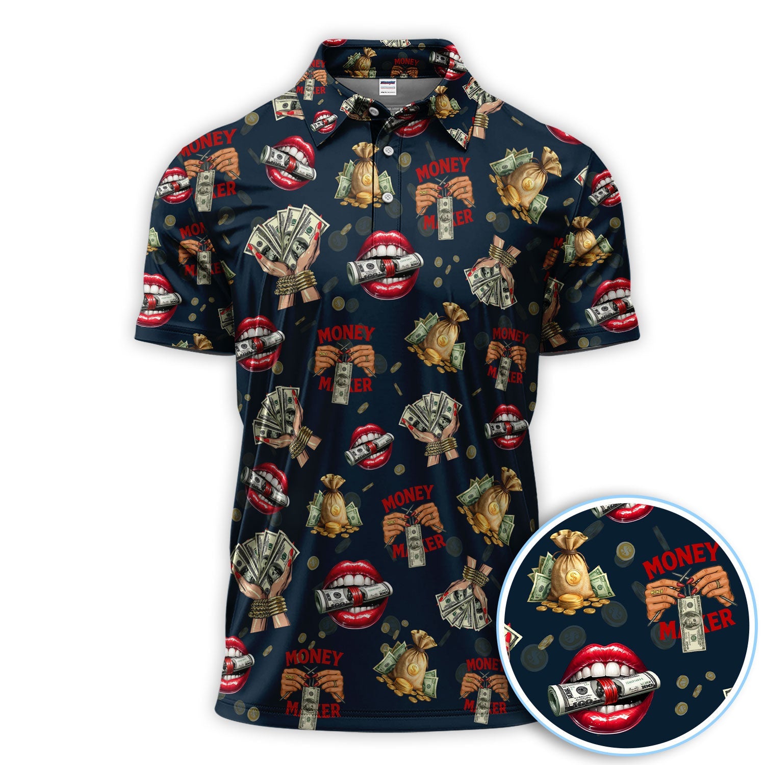 Funny Money Golf Shirt, Make Money Pattern Golf Polos, Crazy Golf Gift For Men