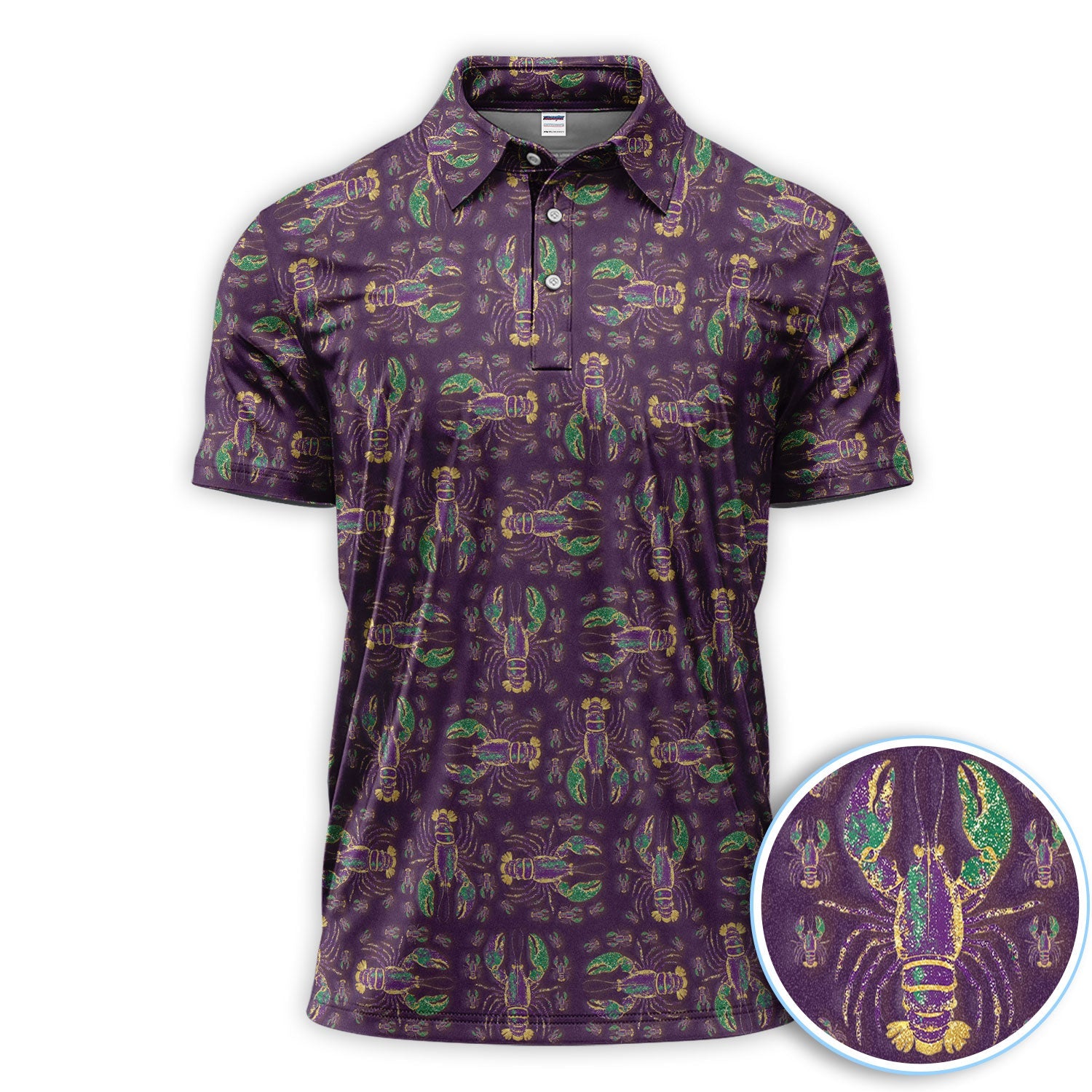 Louisiana Crawfish Pattern Golf Shirt, Mardi Gras Golf Polos For Golfer
