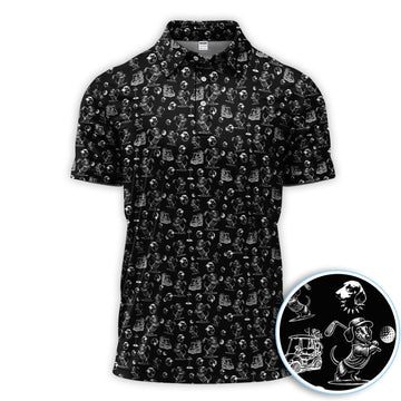 Funny Dachshund Pattern Golf Shirt For Men, Wiener Dog Golf Polos For Golfer, Dad Golf Gift